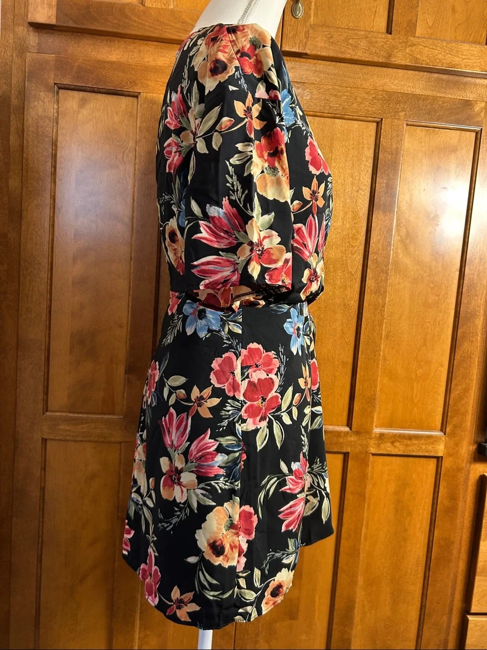 NWT Bershka Tropical Floral Faux Wrap Mini Dress Size Small